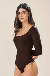 Body manga larga con control frontal en lycra 10255