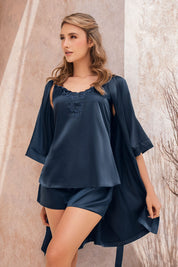 Pijama Satín Top de Tiras Bordado - Short 379-2