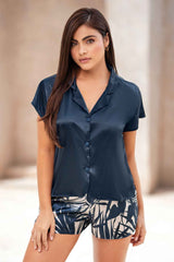 Pijama Camisa Manga Corta y Short en Satín 50072