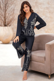 Pijama Satin Camisa Manga Larga y Pantalón  50085