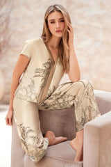 Pijama Satín Camisa Manga Corta y Pantalón 50087