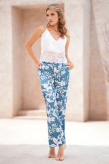 Pijama Tiras y Pantalón en Satín con Encaje 50088