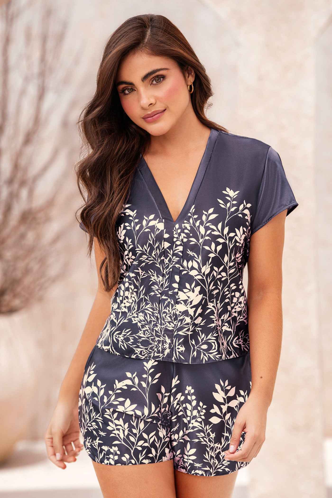Pijama Satin Camisa Manga Corta y Short  50098