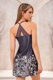 Bata Satin Tiras Encaje Espalda Estampada 50099