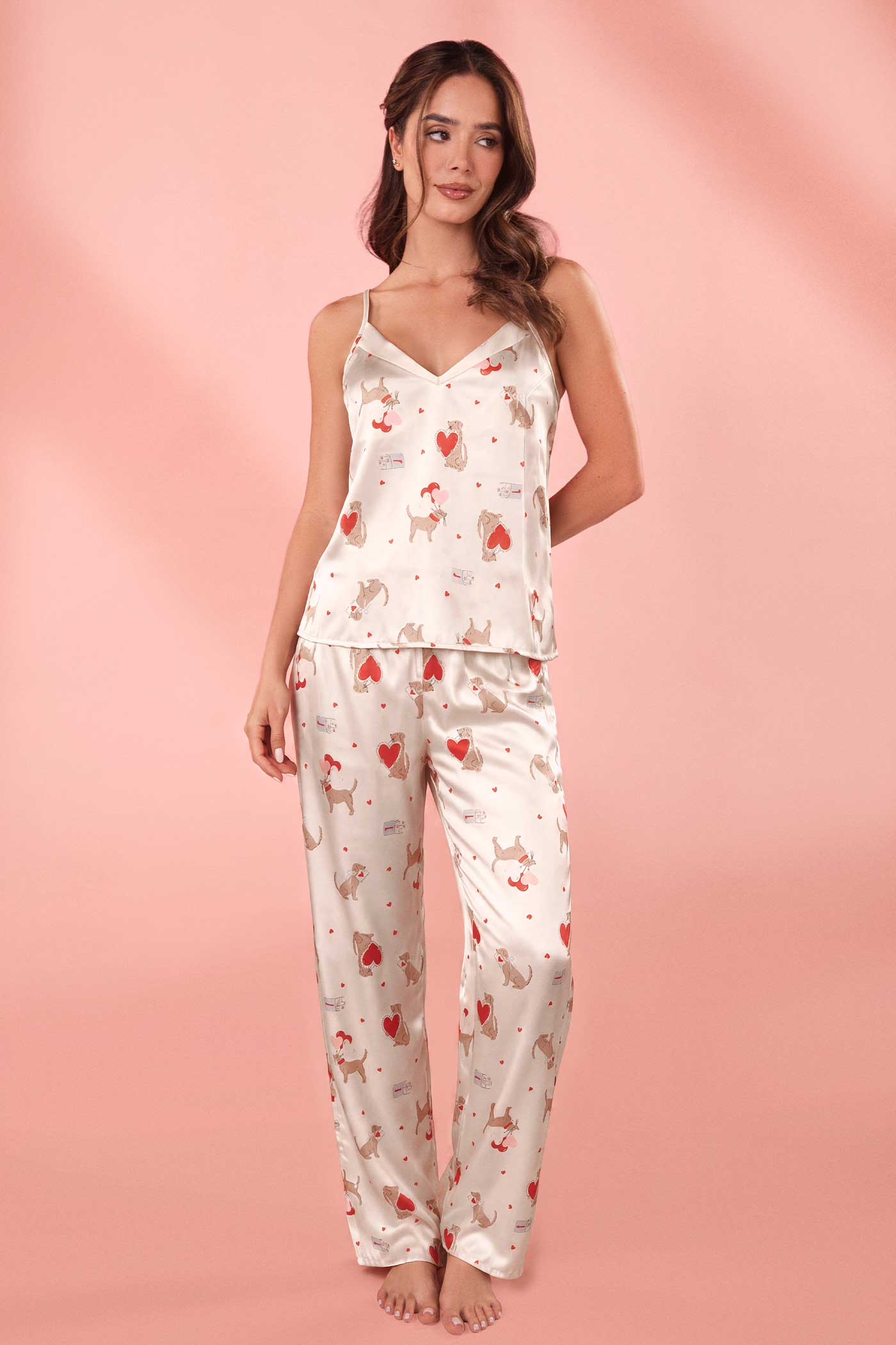 Pijama Satín Perritos Corazones | 50116