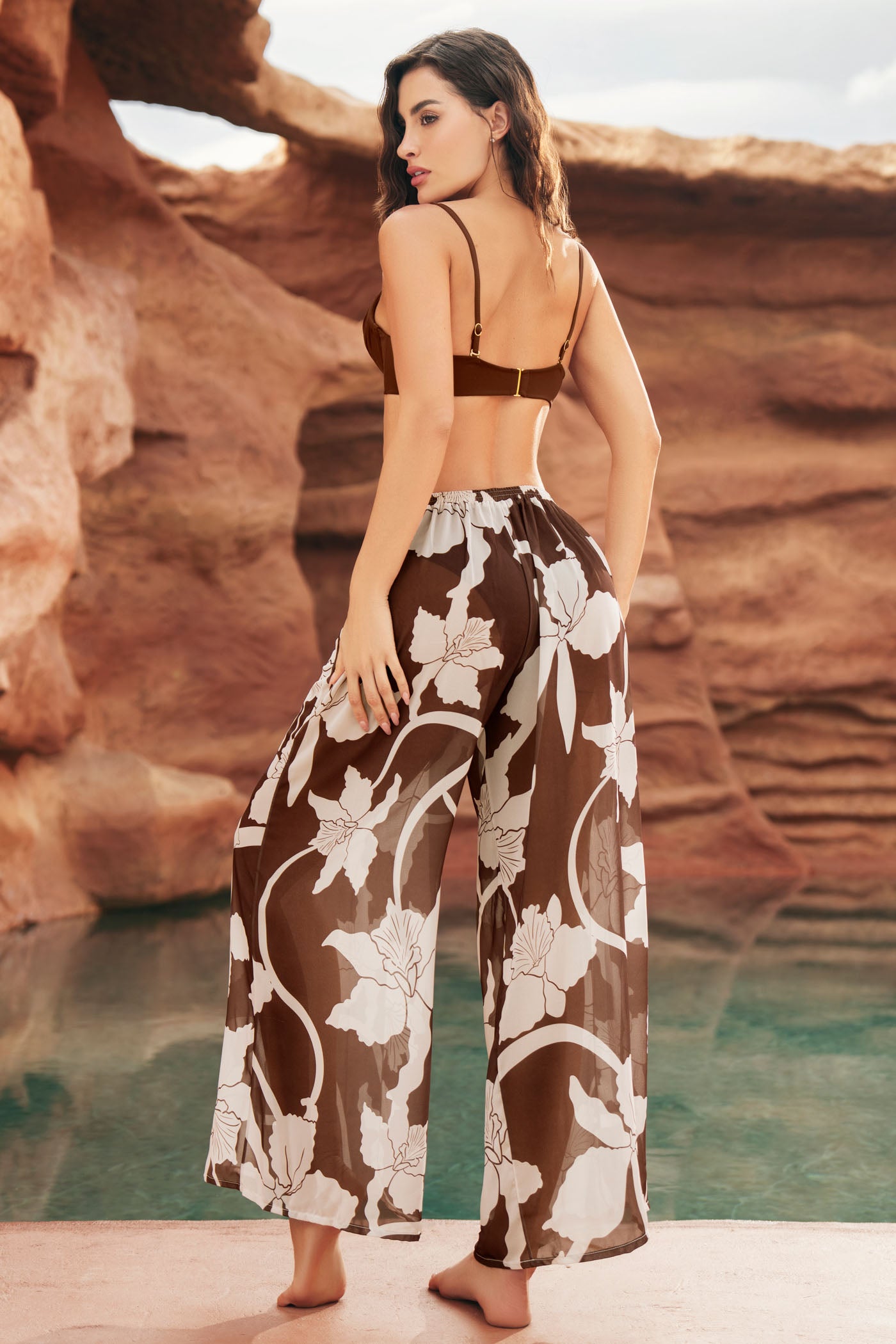 Pantalón de Playa en Chiffon Estampado 70118