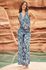 Conjunto Playero Estampado con Pantalón Amplio 70131